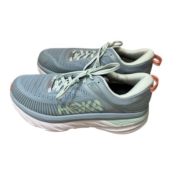 EUC Hoka Bondi 7 Wide womens running shoes sneakers sz 9D Blue fog - Picture 1 of 8